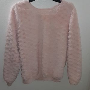 Fuzzy pink crewneck
